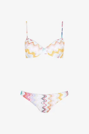 Bikini balconnet en maille motif vagues