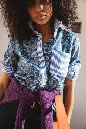 Chemise Ulysse imprimé bandana rayures bleues