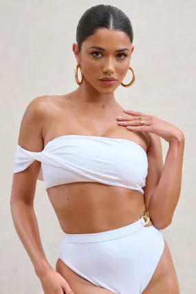 Dusk | Haut de bikini blanc bandeau drapé