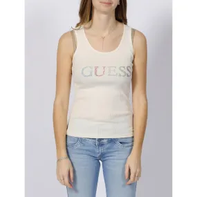 Débardeur logo strass multicolore écru femme - Guess | wimod