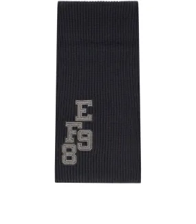 Elisabetta Franchi Black Ribbed Scarf