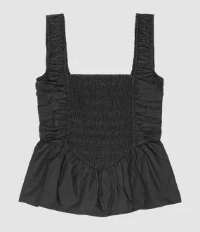 GANNI Partager  Blouse Coton Poplin Smock Strap Black  
