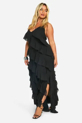 Grande taille - Robe longue à bretelles et volants
