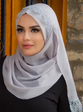 Grey - Plain - Cotton - Instant Scarf