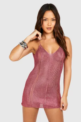 Robe courte en maille métallisée