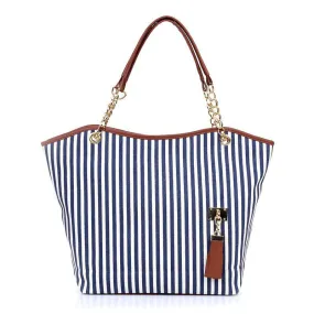 Sac à main toile imprimée à rayures mode été