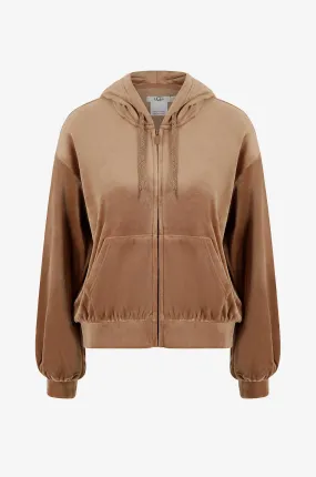 Sweat-shirt zippé à capuche en velours Ashwood
