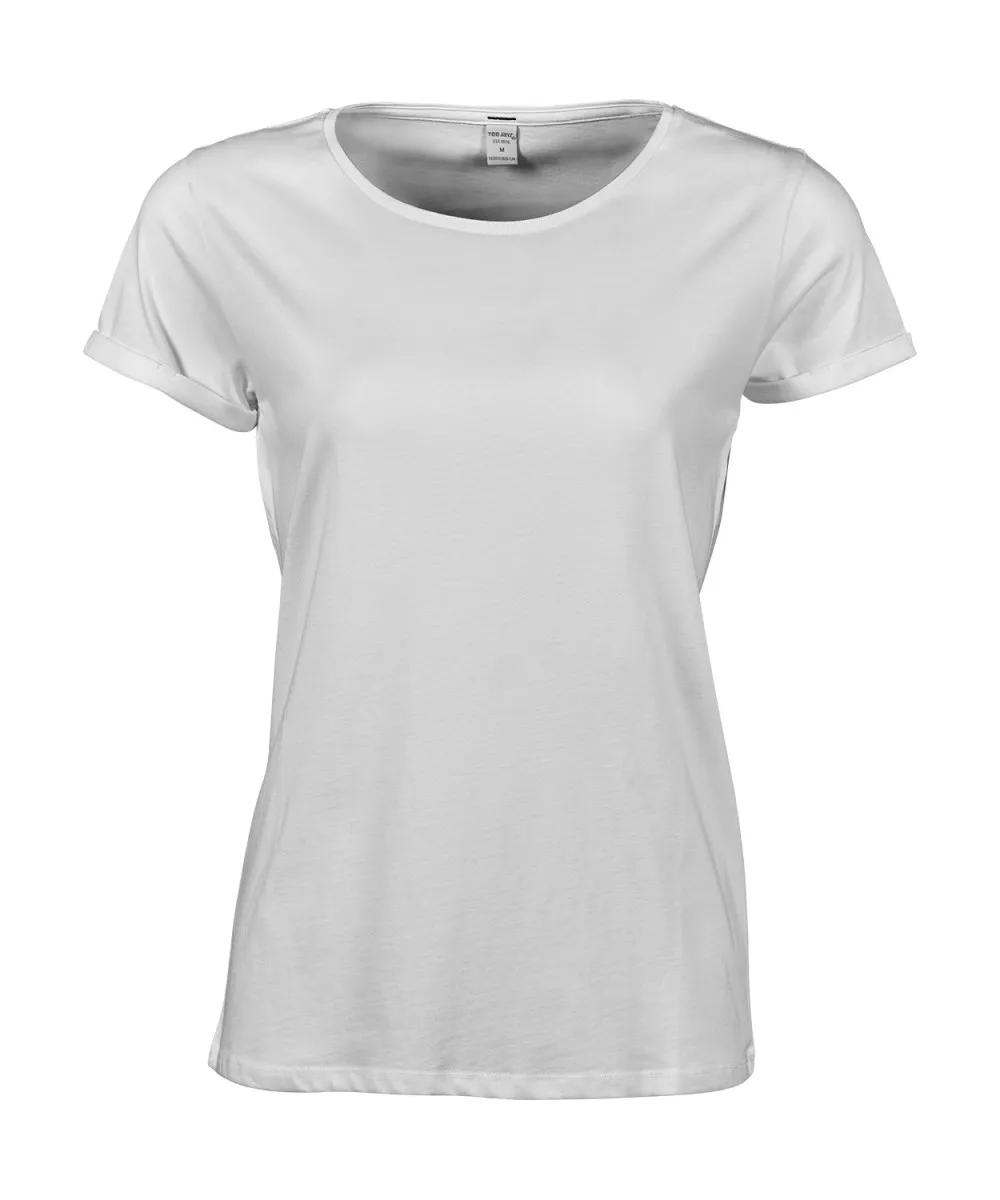 T-shirt manches courtes Femme - manches enroulées - 5063 - blanc 